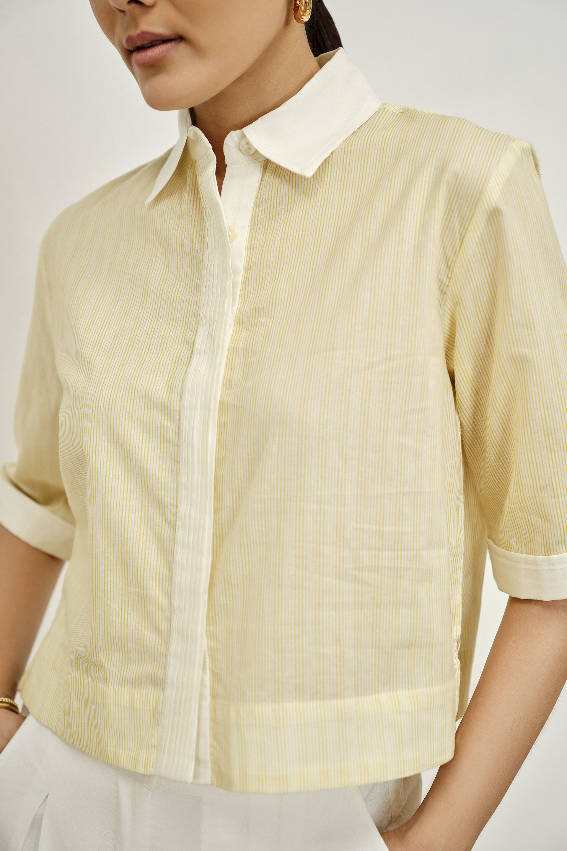 Abbie Butter Yellow Cotton Shirt, Yellow, image 4